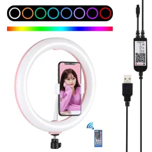 10.2" Curved LED Ring Light with Tripod & Remote for Vlogging & Photography | Pink