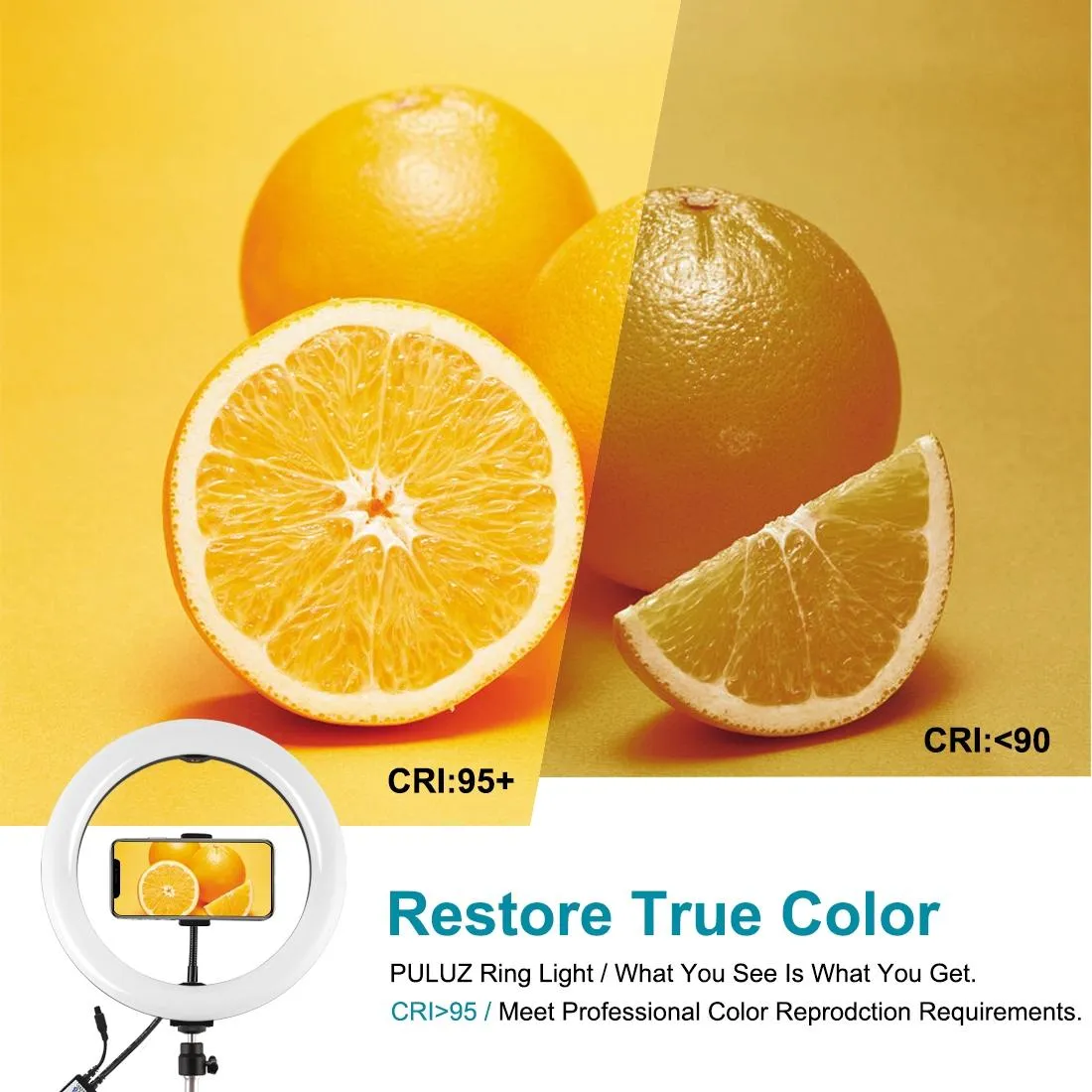 10.2" RGBW LED Ring Light Kit with Tripod and Phone Mount