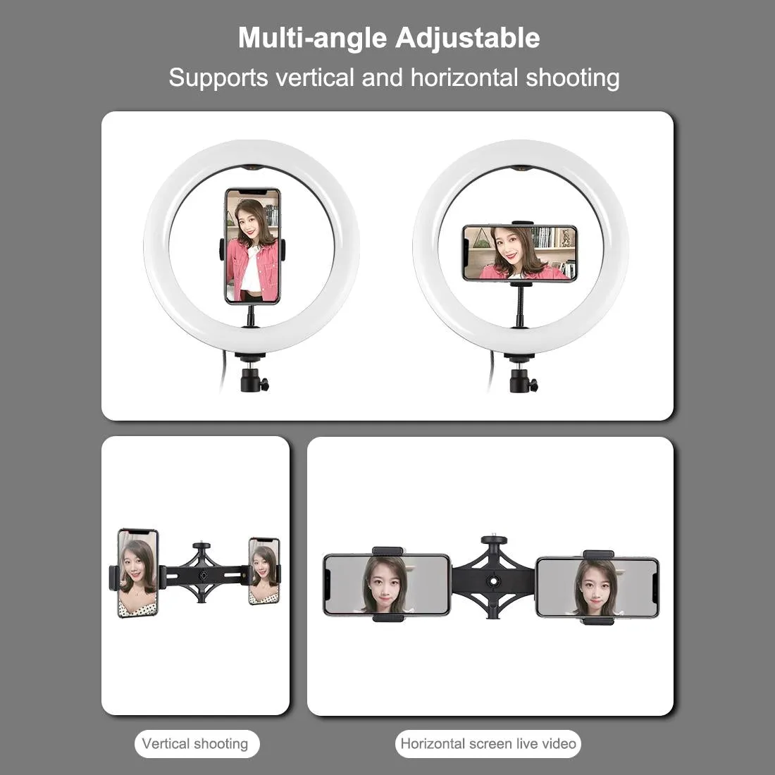 10.2" RGBW LED Ring Light Kit with Tripod and Phone Mount