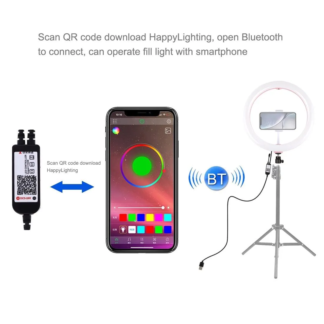 11.8" Dual-Temp LED Ring Light with Tripod & Remote | Black