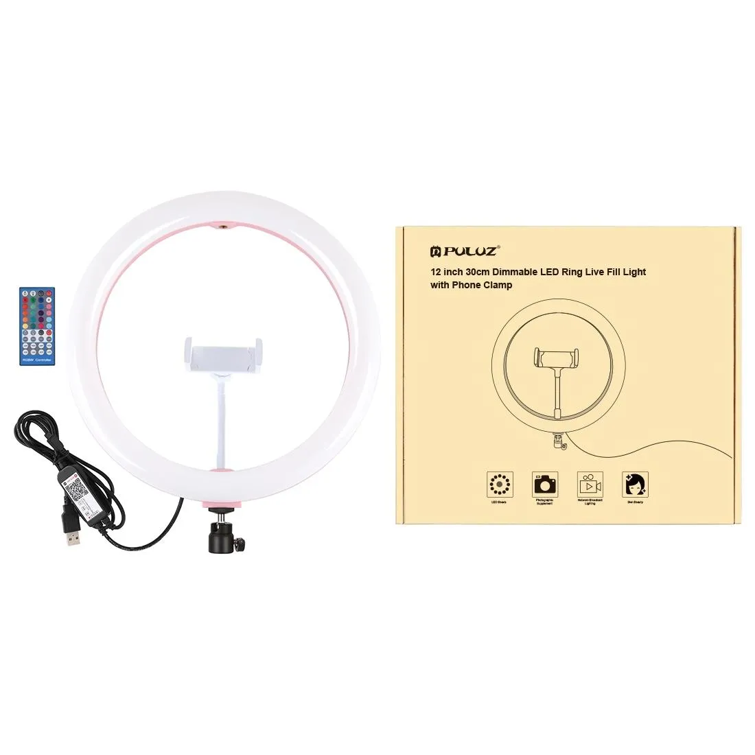 11.8" Dual-Temp LED Ring Light with Tripod & Remote | Black