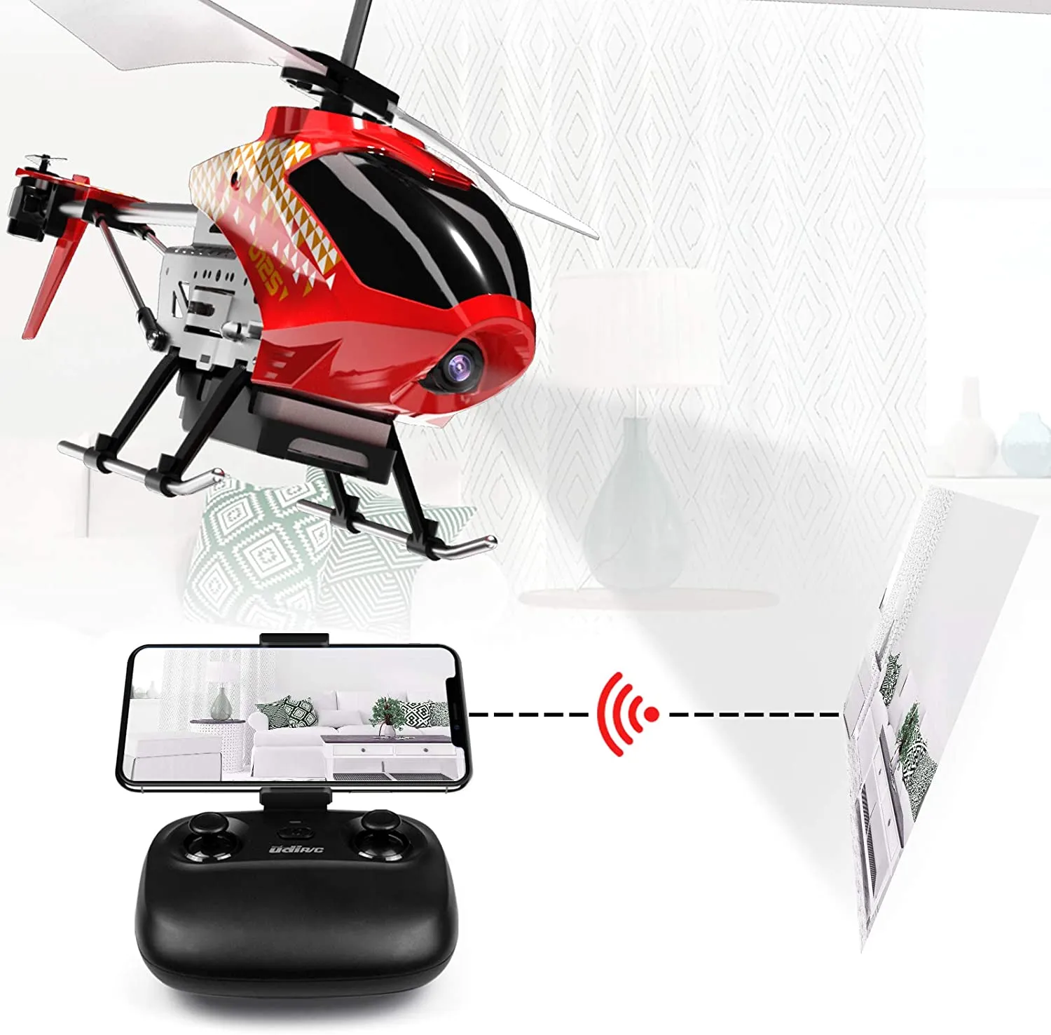 Remote control helicopter with camera, color (Red)